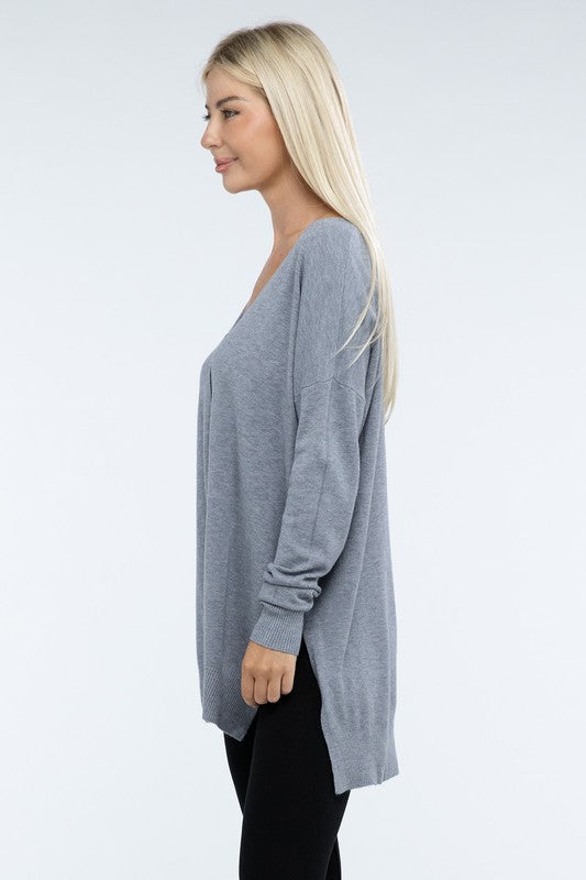 Hi-Low Hem Front Seam Sweater - Classique Collection