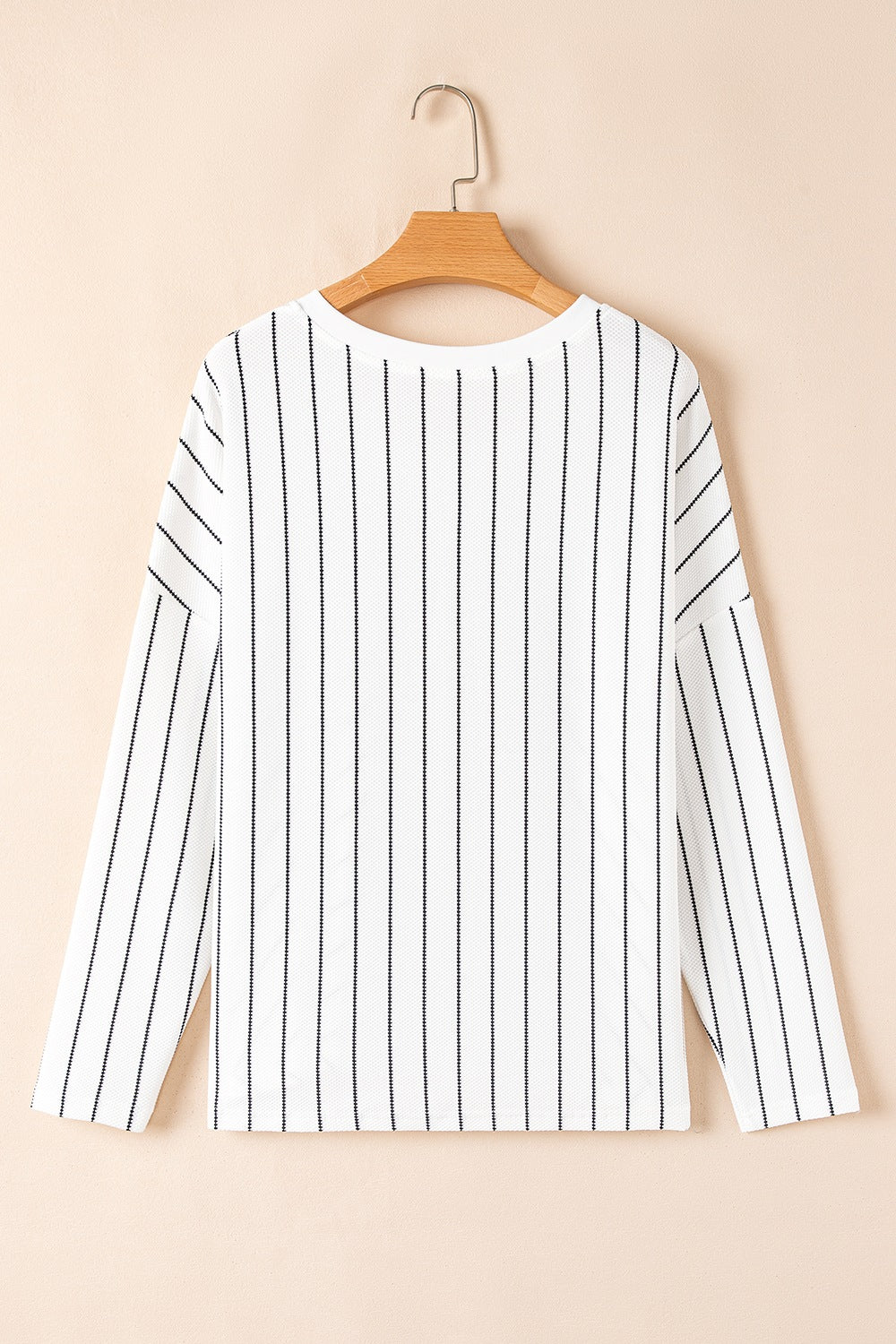 Striped V-Neck Long Sleeve Blouse - Classique Collection