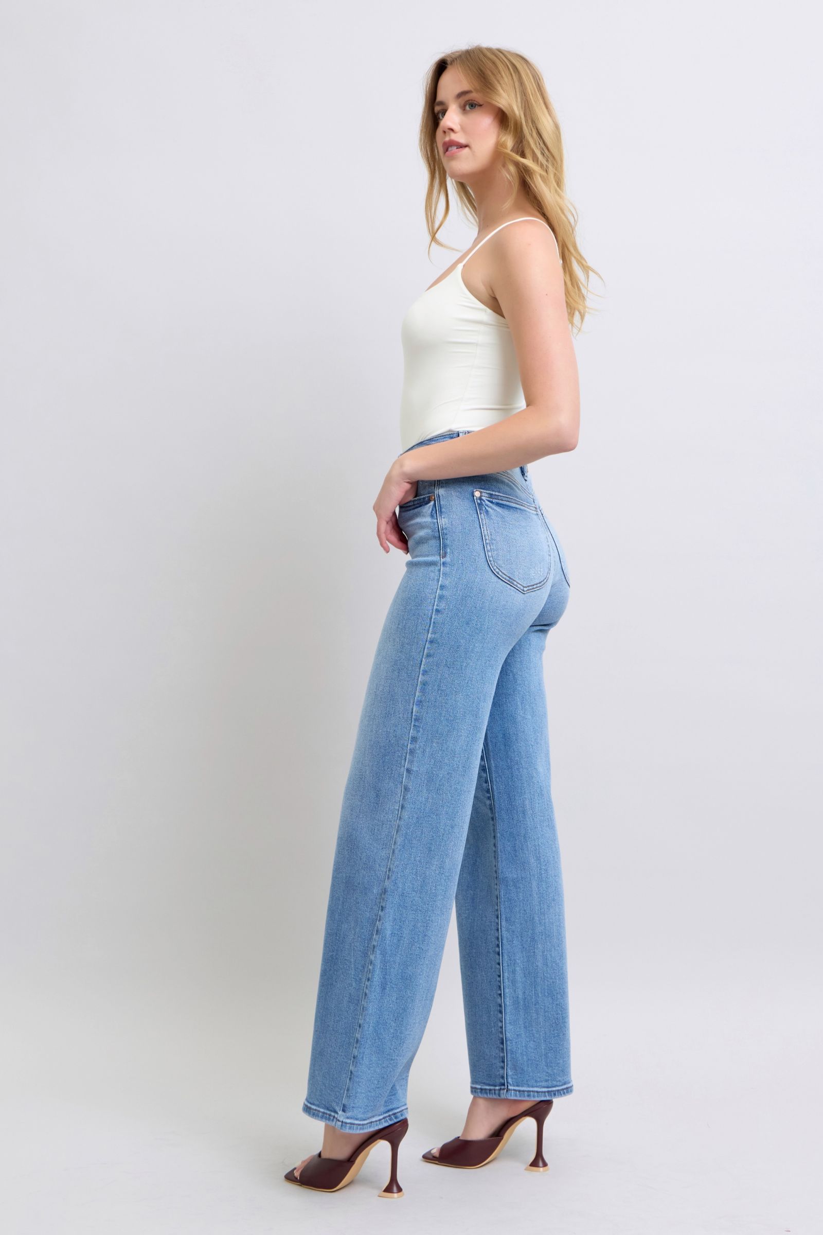Judy Blue Full Size Wide Leg Jeans with Pockets - Classique Collection