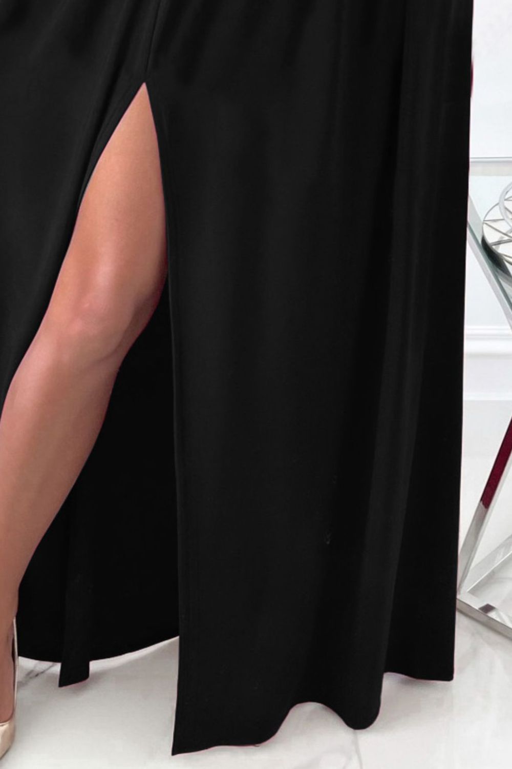 Slit Surplice Long Sleeve Maxi Dress - Classique Collection
