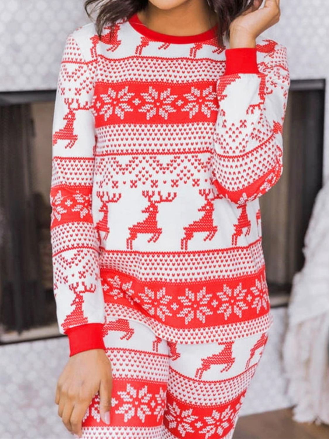 Full Size Christmas Element Round Neck Top and Pants Set - ClassiQ