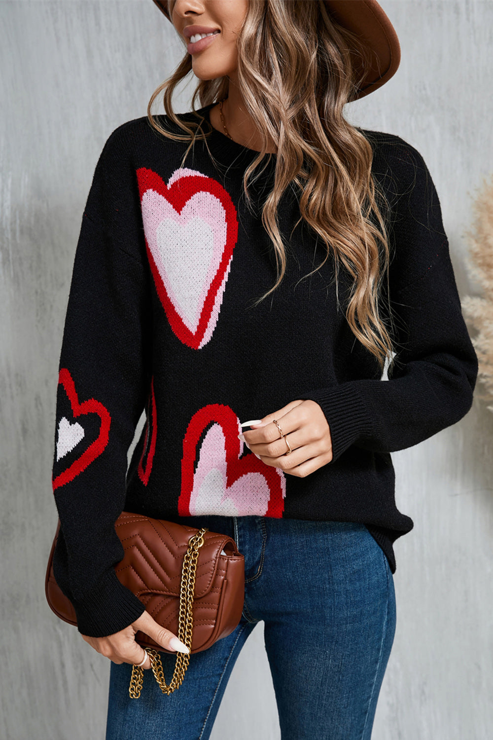 Angel Wings Heart Round Neck Long Sleeve Sweater - ClassiQ