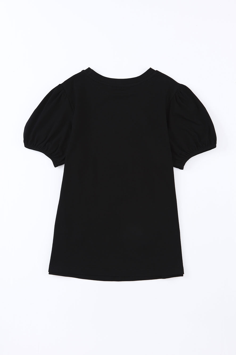 Embroidered Flower Round Neck Puff Sleeve Top - Classique Collection