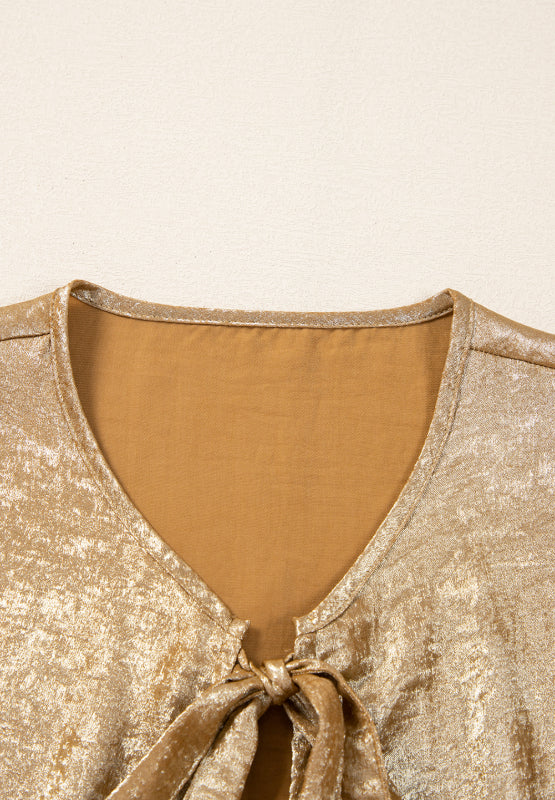 Tied Peplum Three-Quarter Sleeve Blouse - Classique Collection