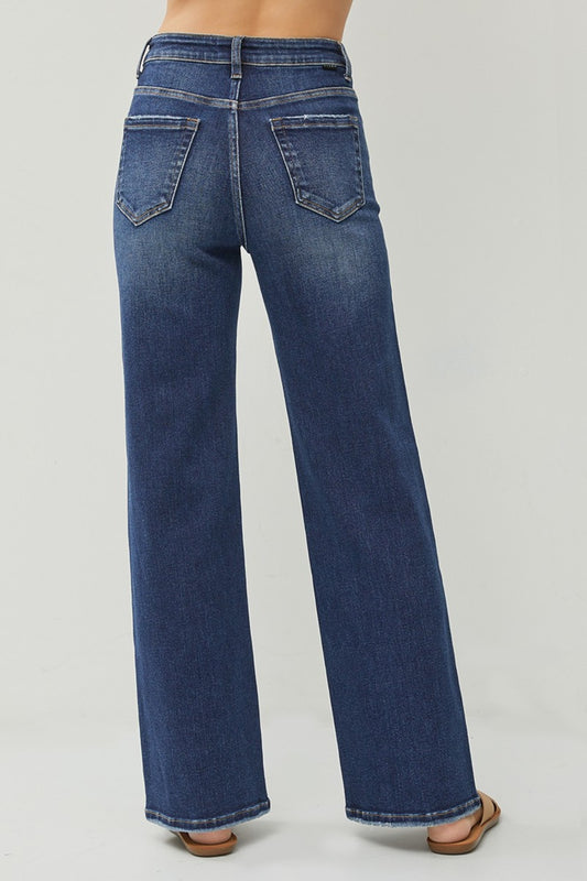 RISEN Full Size High Rise Distressed Wide Leg Jeans - Classique Collection