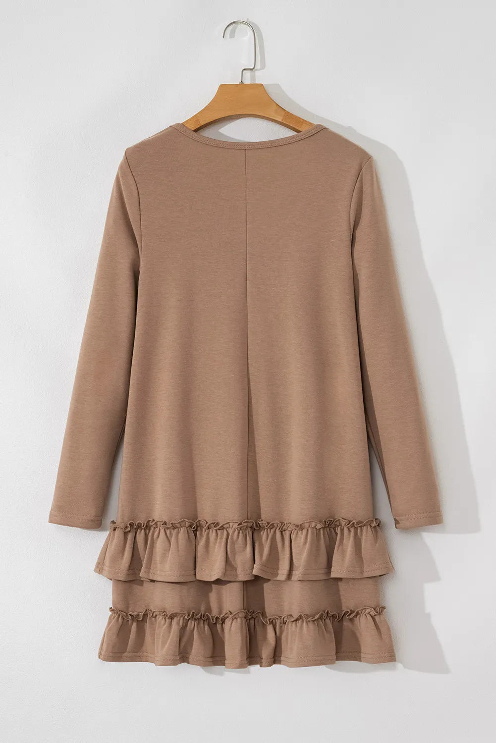 Ruffled Scoop Neck Three-Quarter Sleeve Mini Dress - Classique Collection