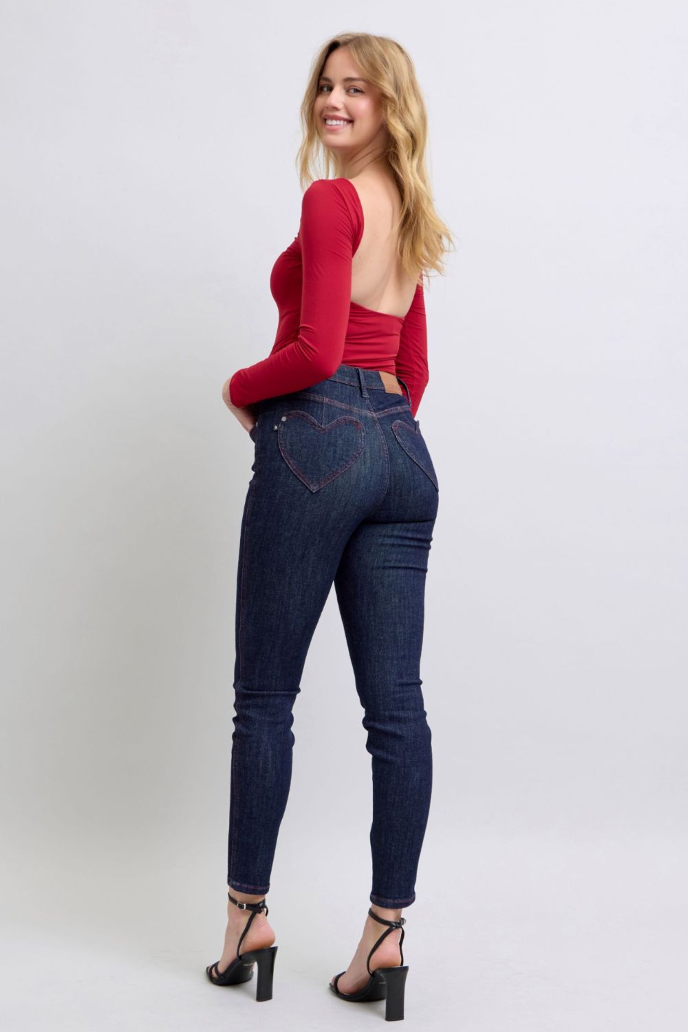 Judy Blue Full Size Heart Shaped Back Pockets Skinny Jeans - Classique Collection