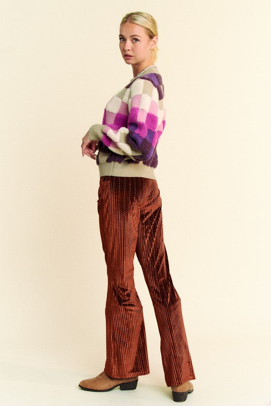 Davi & Dani Elastic Waist Knit Flare Pants - Classique Collection