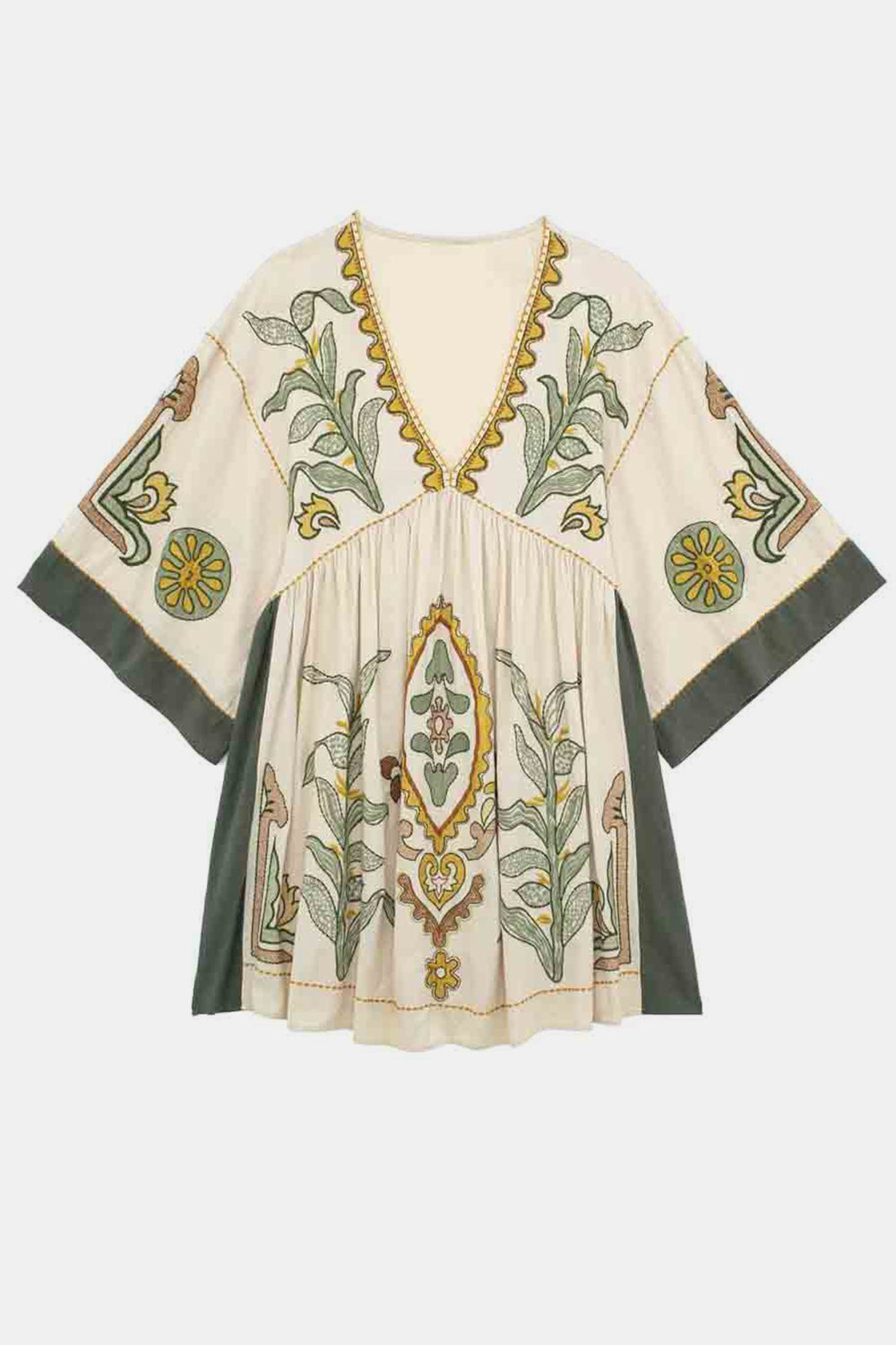 Printed V-Neck Three-Quarter Sleeve Mini Dress - Classique Collection