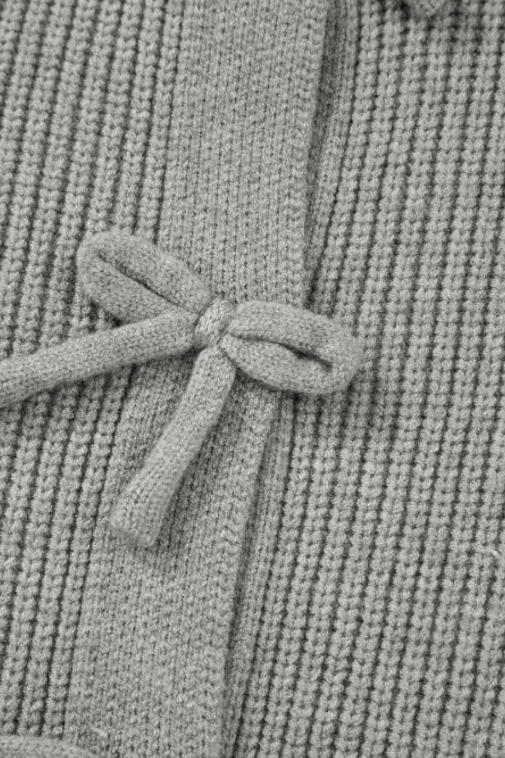 Bow Round Neck Long Sleeve Cardigan - ClassiQ
