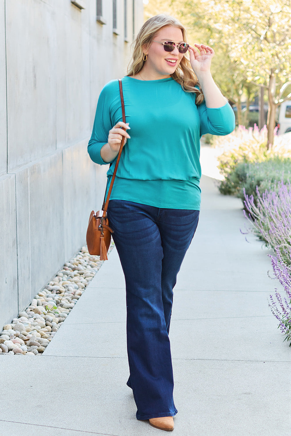 Basic Bae Full Size Round Neck Batwing Sleeve Top - Classique Collection