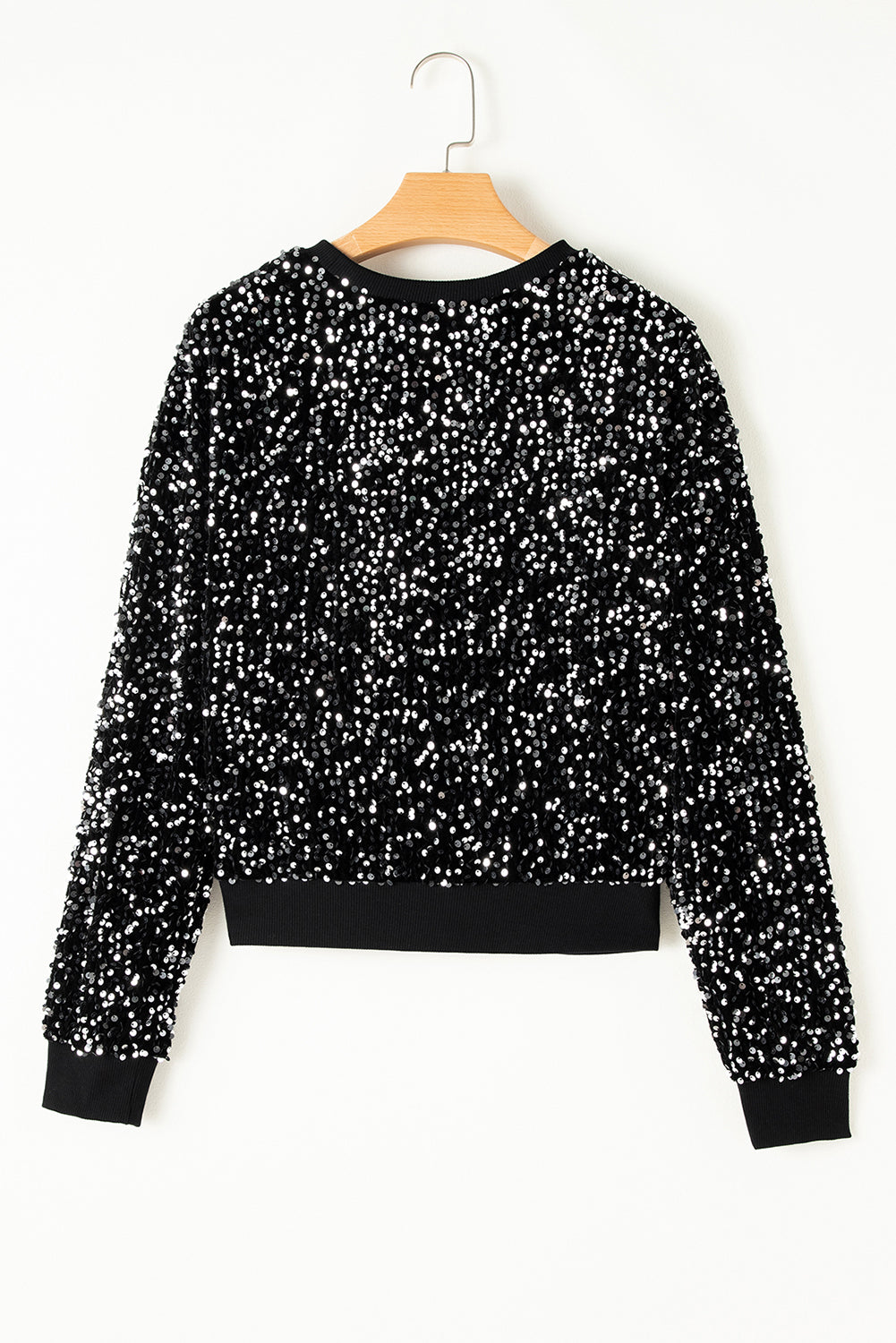 Sequin Round Neck Long Sleeve Blouse - Classique Collection