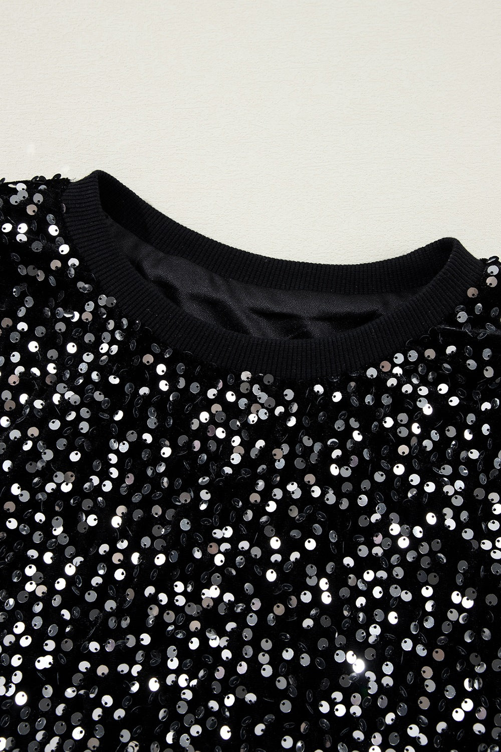 Sequin Round Neck Long Sleeve Blouse - Classique Collection