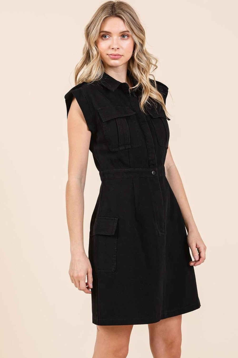 Mittoshop Cargo Pocket Half Button Mini Dress - Classique Collection