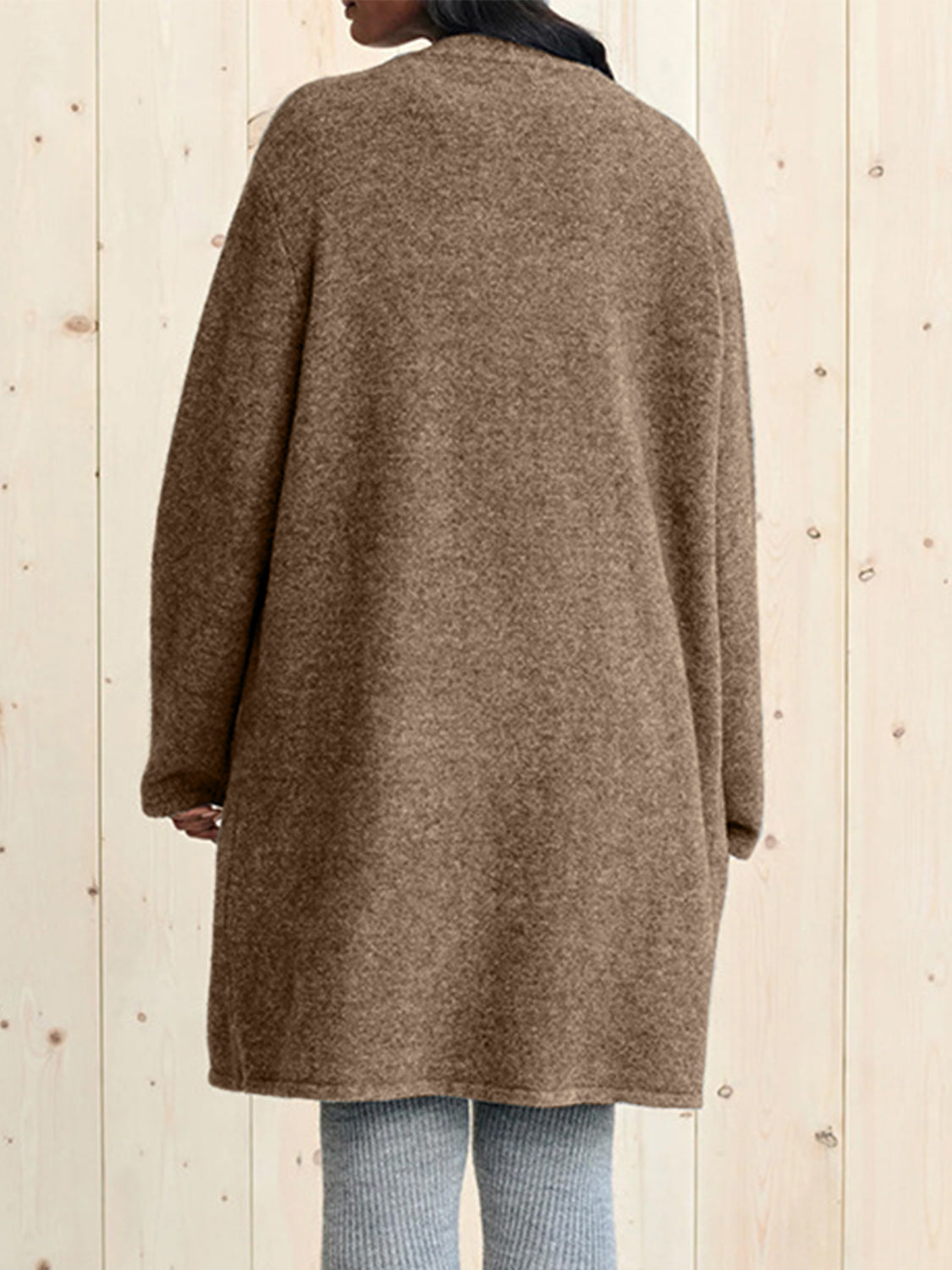 Open Front Long Sleeve Cardigan with Pockets - ClassiQ