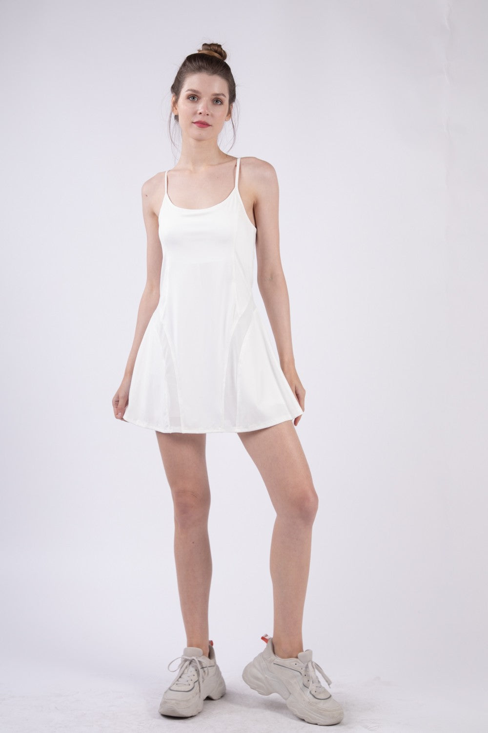 VERY J Mesh Detail Tennis Mini Active Dress with Shorts Inside - Classique Collection