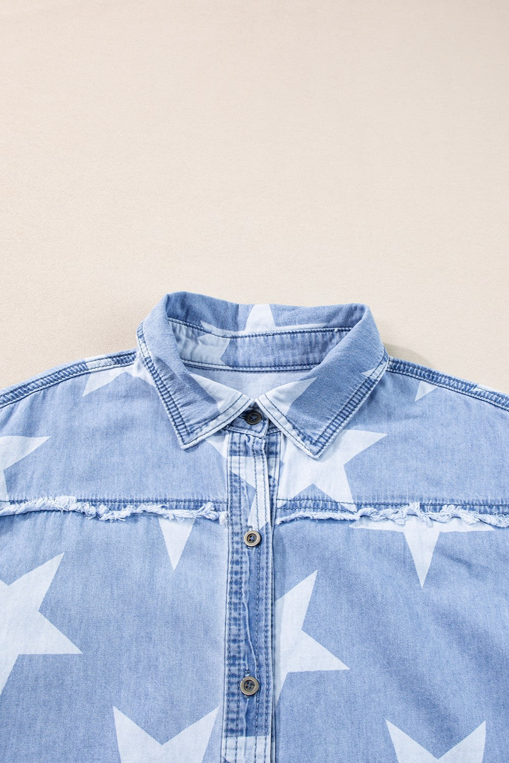 Raw Hem Star Short Sleeve Denim Dress - Classique Collection