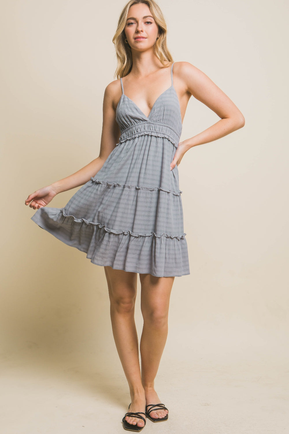 Love Tree Frill V-Neck Cami Dress - ClassiQ
