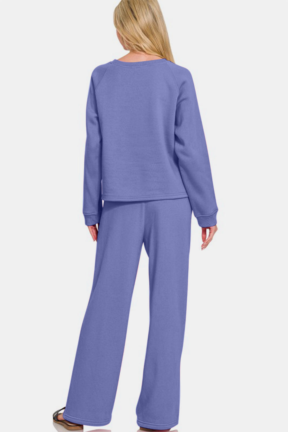 Zenana Round Neck Raglan Sleeve Top and Elastic Waist Pants Set - ClassiQ