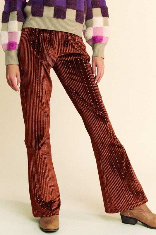 Davi & Dani Elastic Waist Knit Flare Pants - Classique Collection
