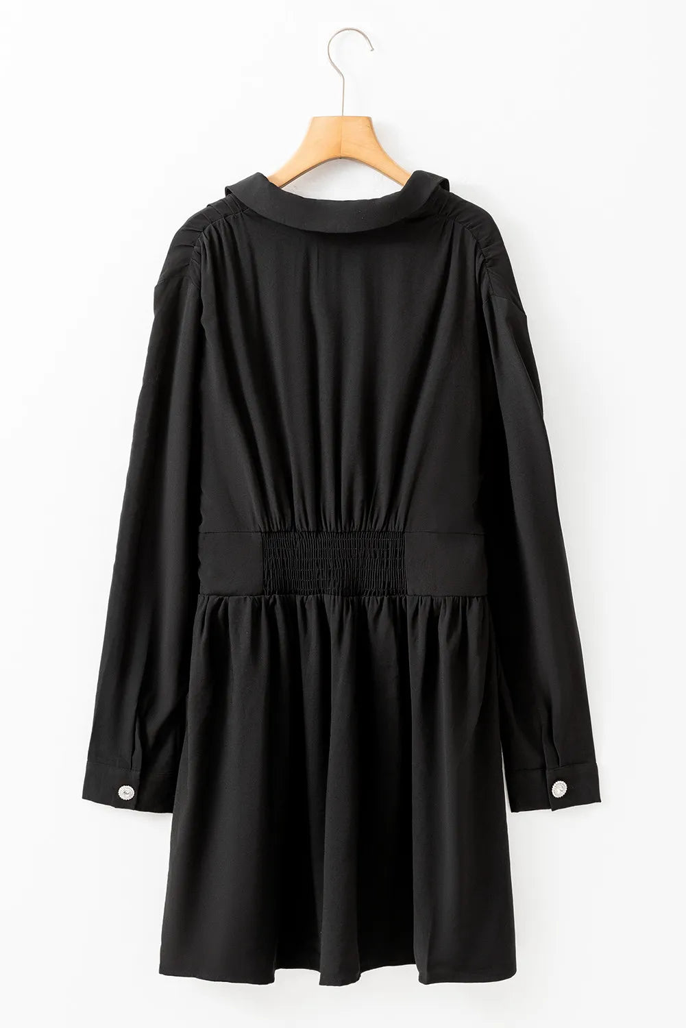 Ruched Button Up Long Sleeve Dress - Classique Collection