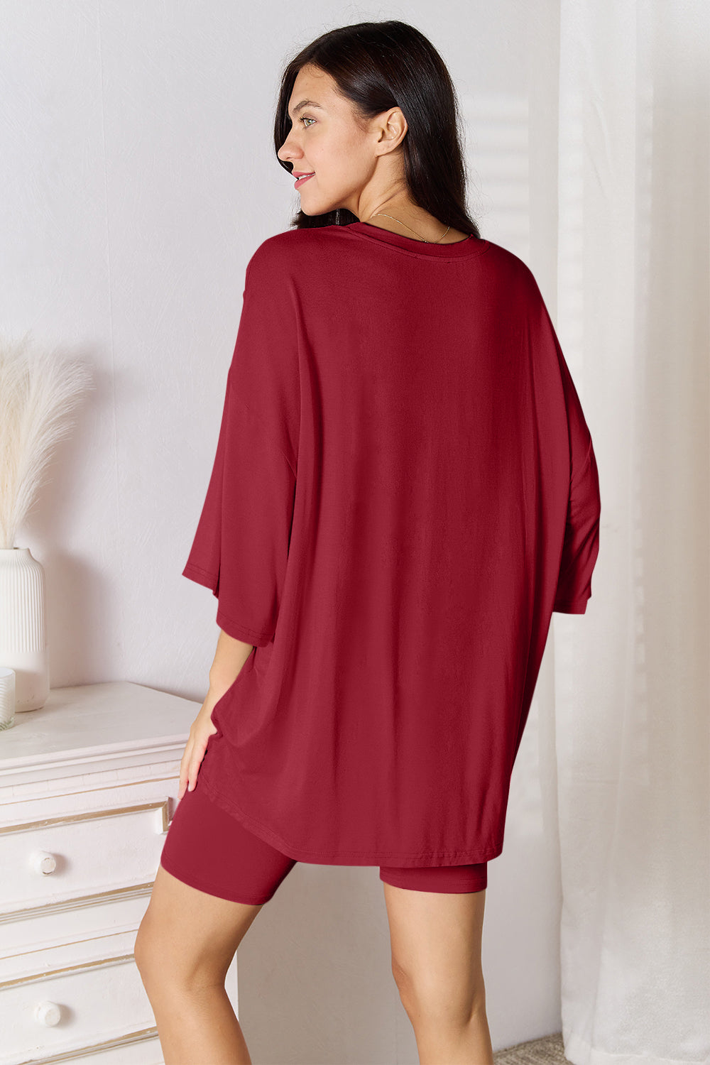 Basic Bae Full Size Soft Rayon Three-Quarter Sleeve Top and Shorts Set - ClassiQ
