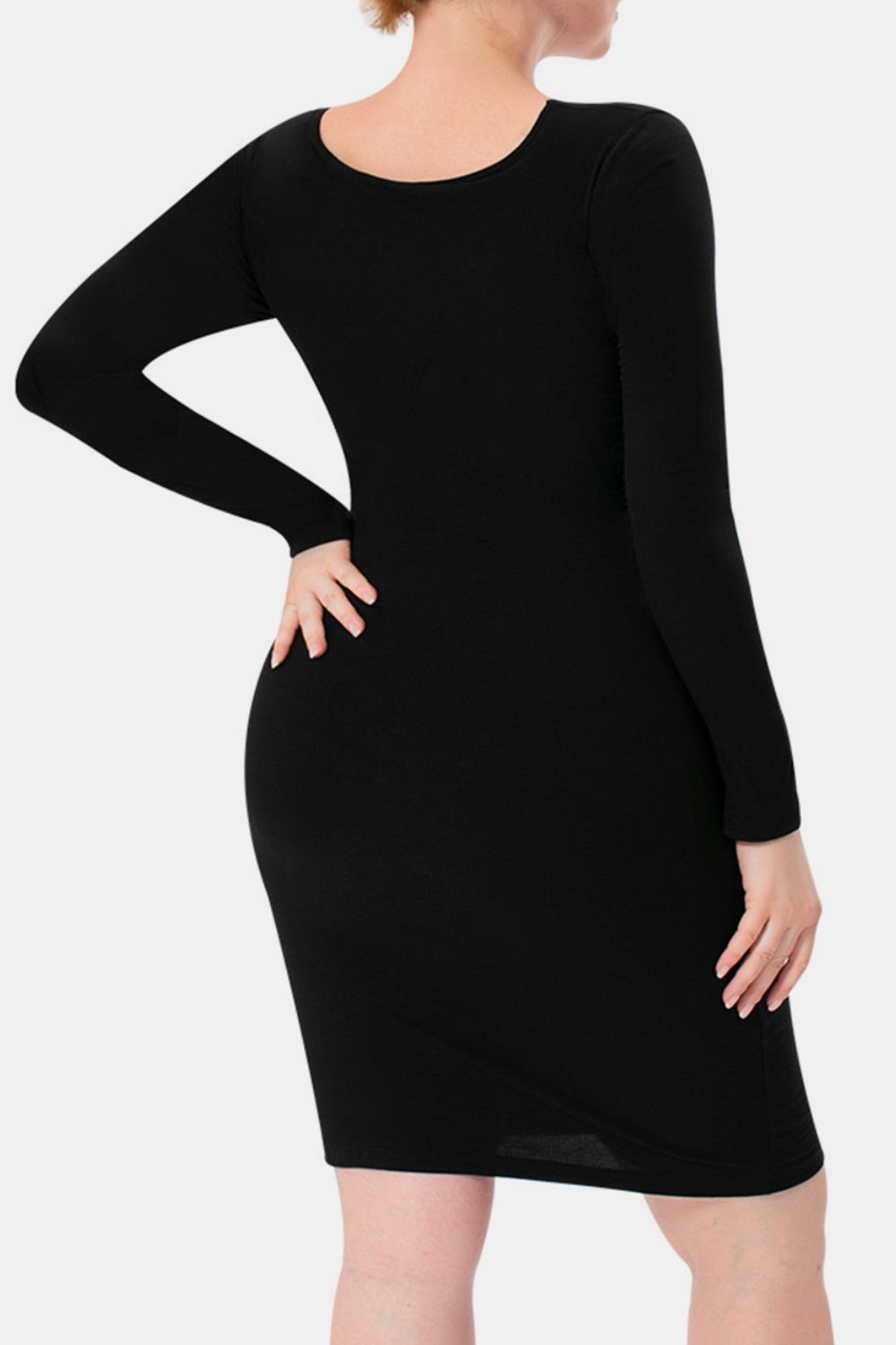 Basic Bae Full Size Built-In Shapewear Square Neck Long Sleeve Dress - Classique Collection
