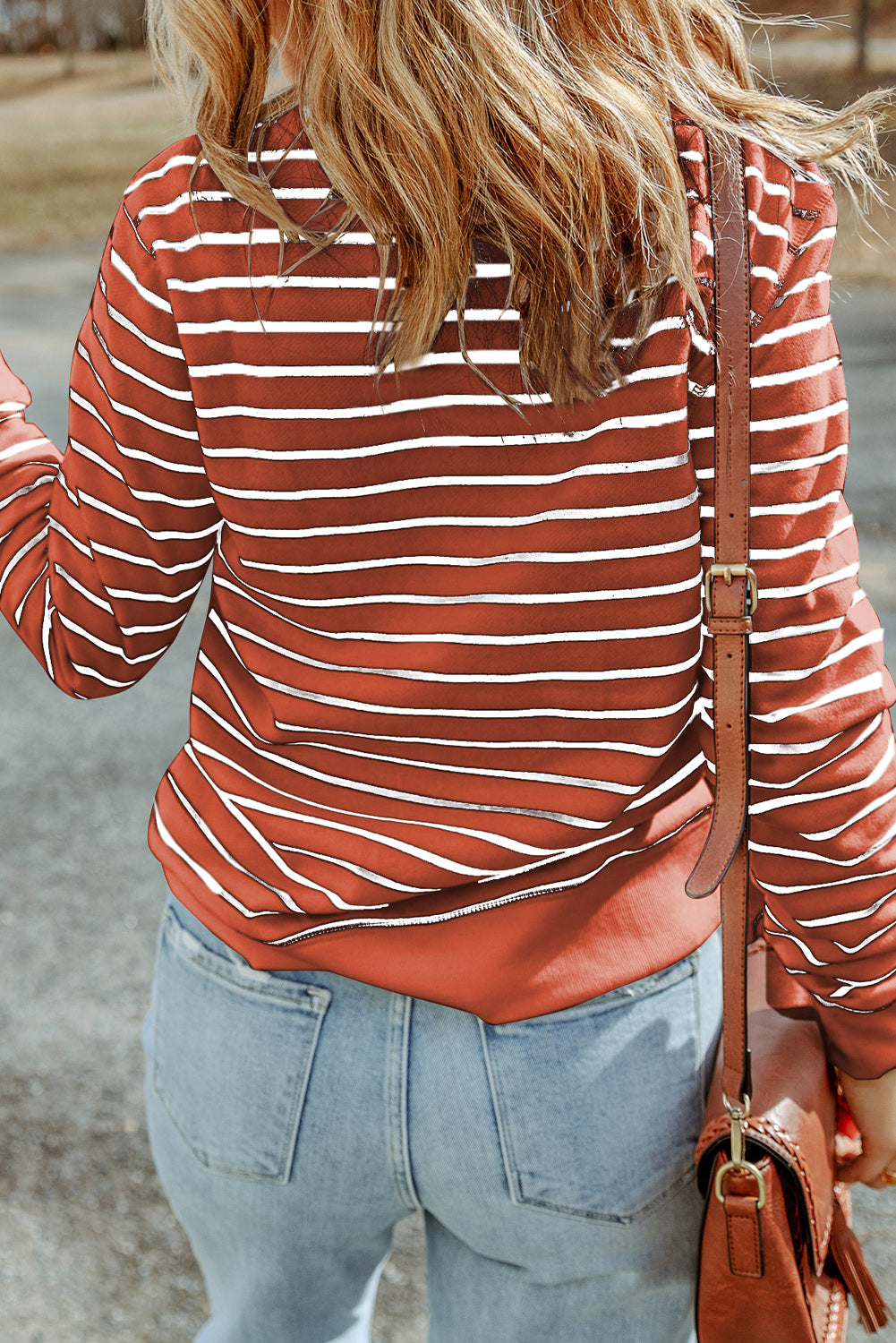 Striped Long Sleeve Round Neck Top - ClassiQ