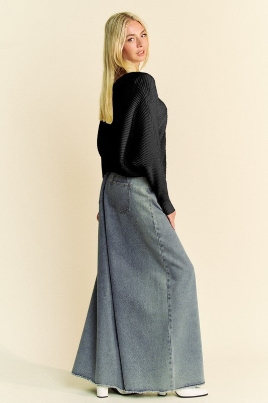 Davi & Dani Round Neck Batwing Sleeve Sweater - ClassiQ
