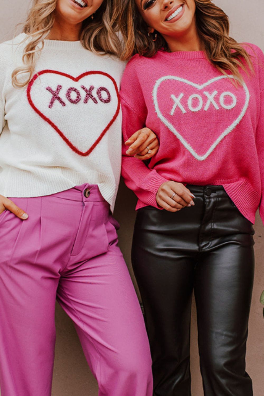 XOXO Round Neck Drop Shoulder Sweater - ClassiQ