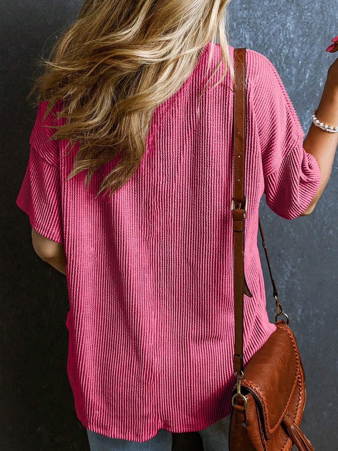 Textured V-Neck Half Sleeve T-Shirt - Classique Collection