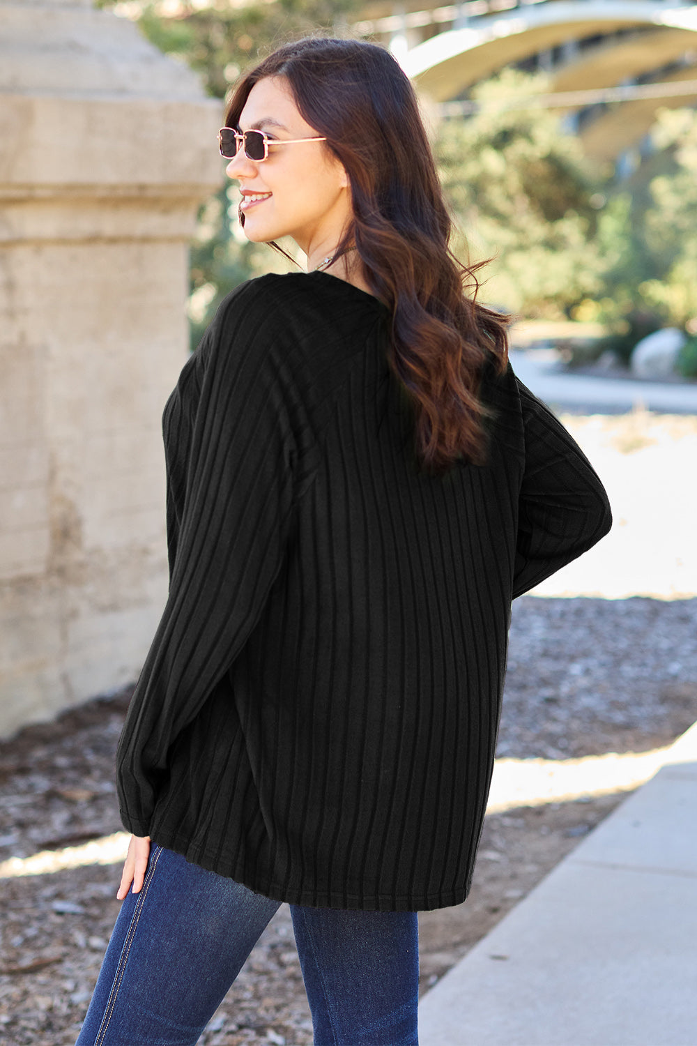 Basic Bae Full Size Ribbed Round Neck Long Sleeve Knit Top - ClassiQ
