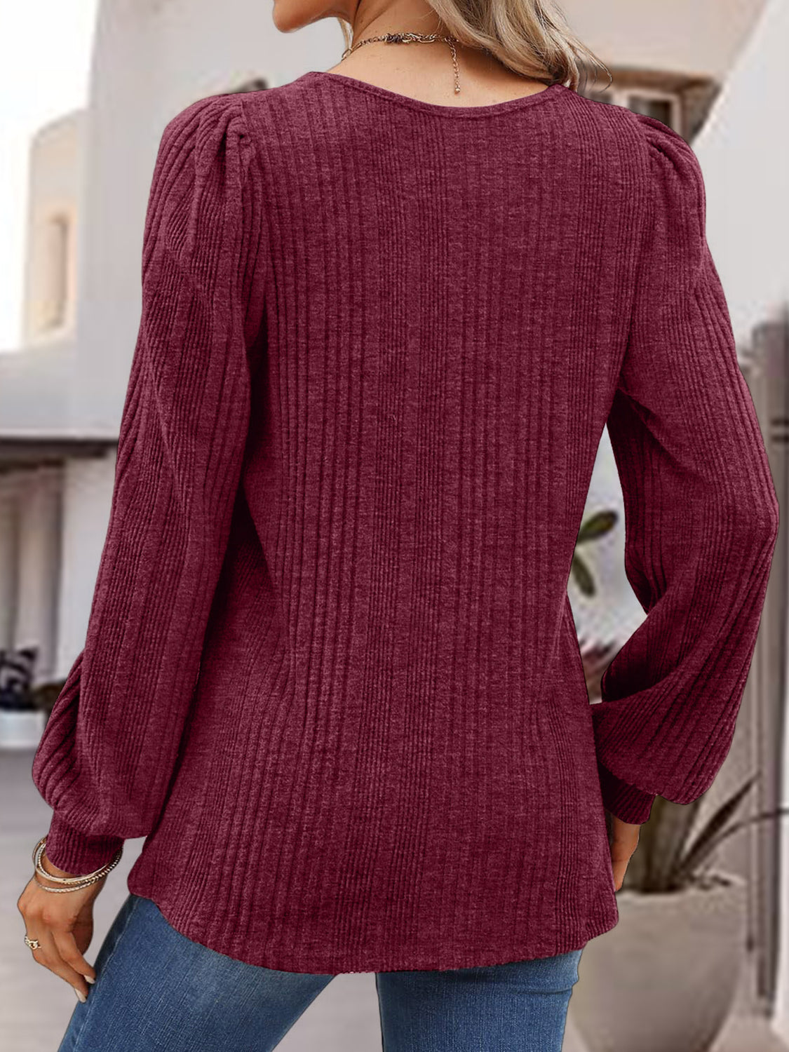 Square Neck Long Sleeve Top - Classique Collection