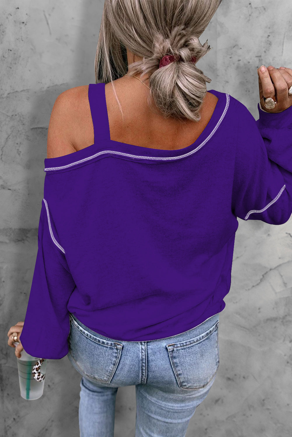Tiger Graphic Long Sleeve Asymmetrical Neck Top - Classique Collection