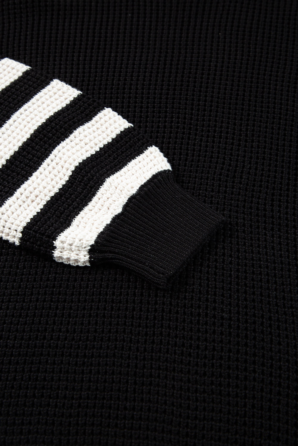 Striped & Checkered Turtleneck Dropped Shoulder Sweater - ClassiQ