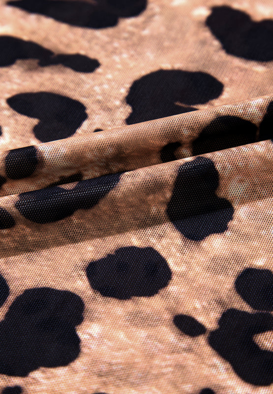 Leopard Round Neck Long Sleeve Blouse - Classique Collection