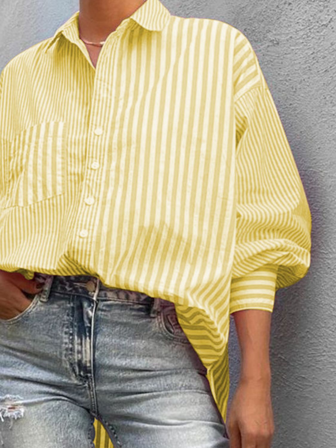 Striped Button Down Long Sleeve Shirt - Classique Collection