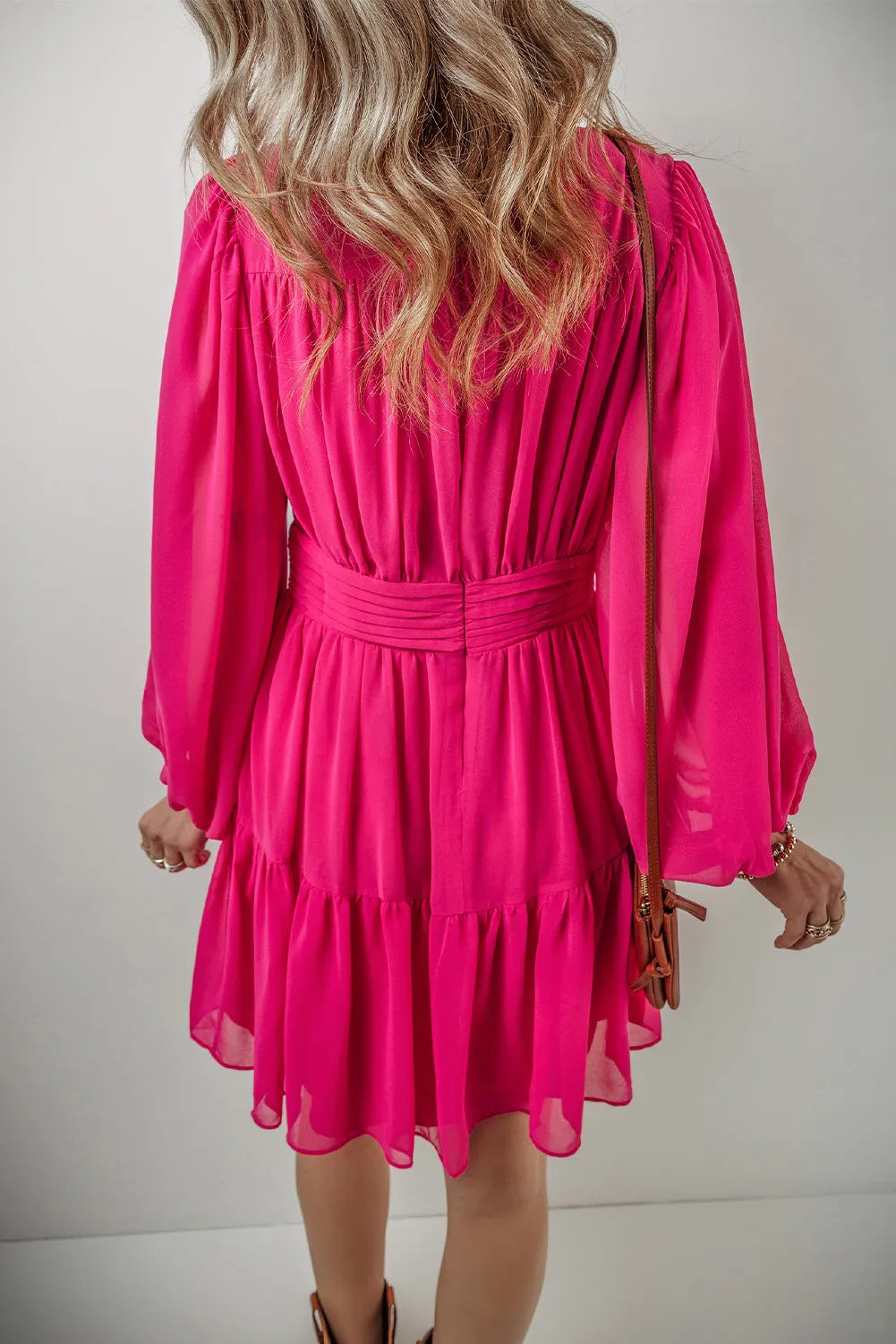 V-Neck Long Sleeve Mini Dress - Classique Collection