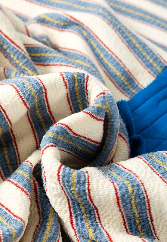 Striped Johnny Collar Long Sleeve Sweatshirt - Classique Collection