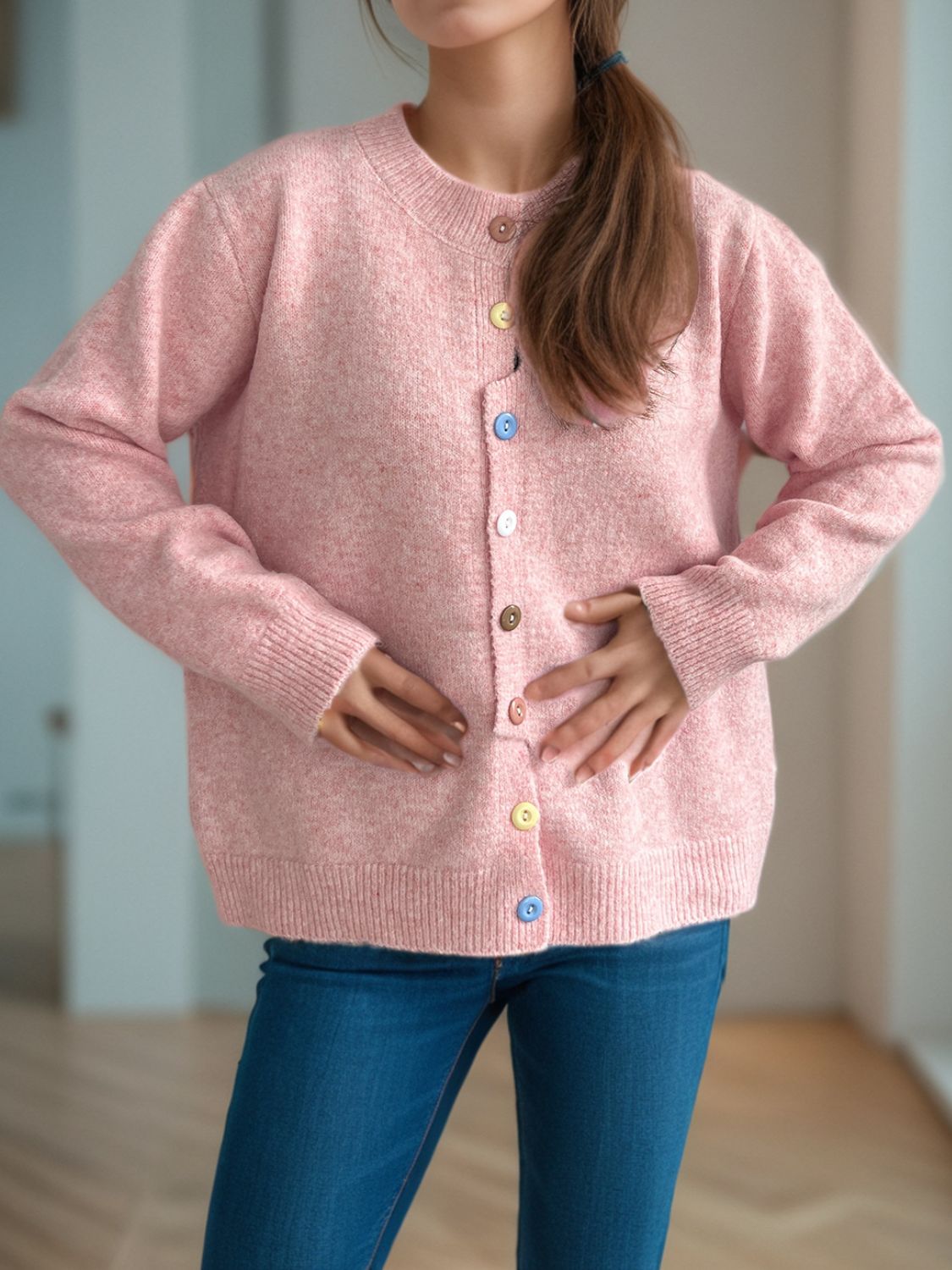 Button Down Long Sleeve Cardigan - ClassiQ