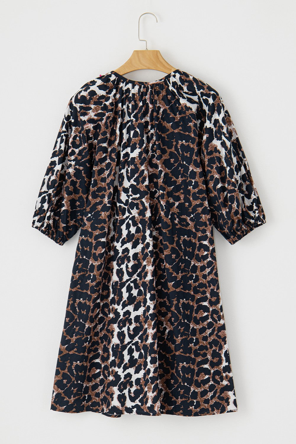 Leopard Button Up Half Sleeve Mini Dress - Classique Collection