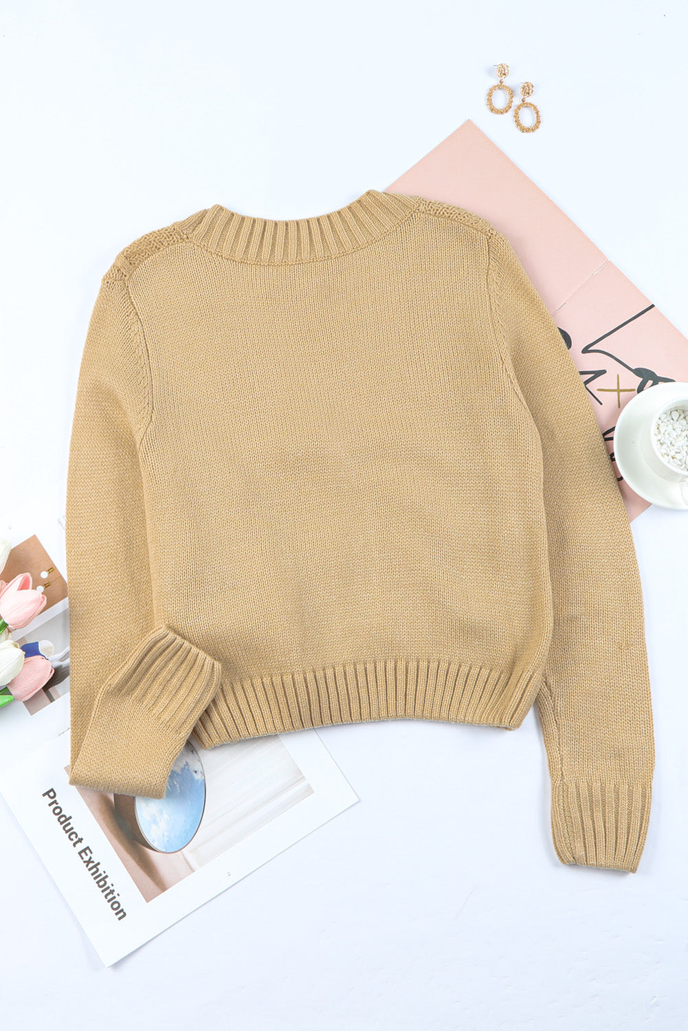 Cable-Knit Button Down V-Neck Cardigan - ClassiQ