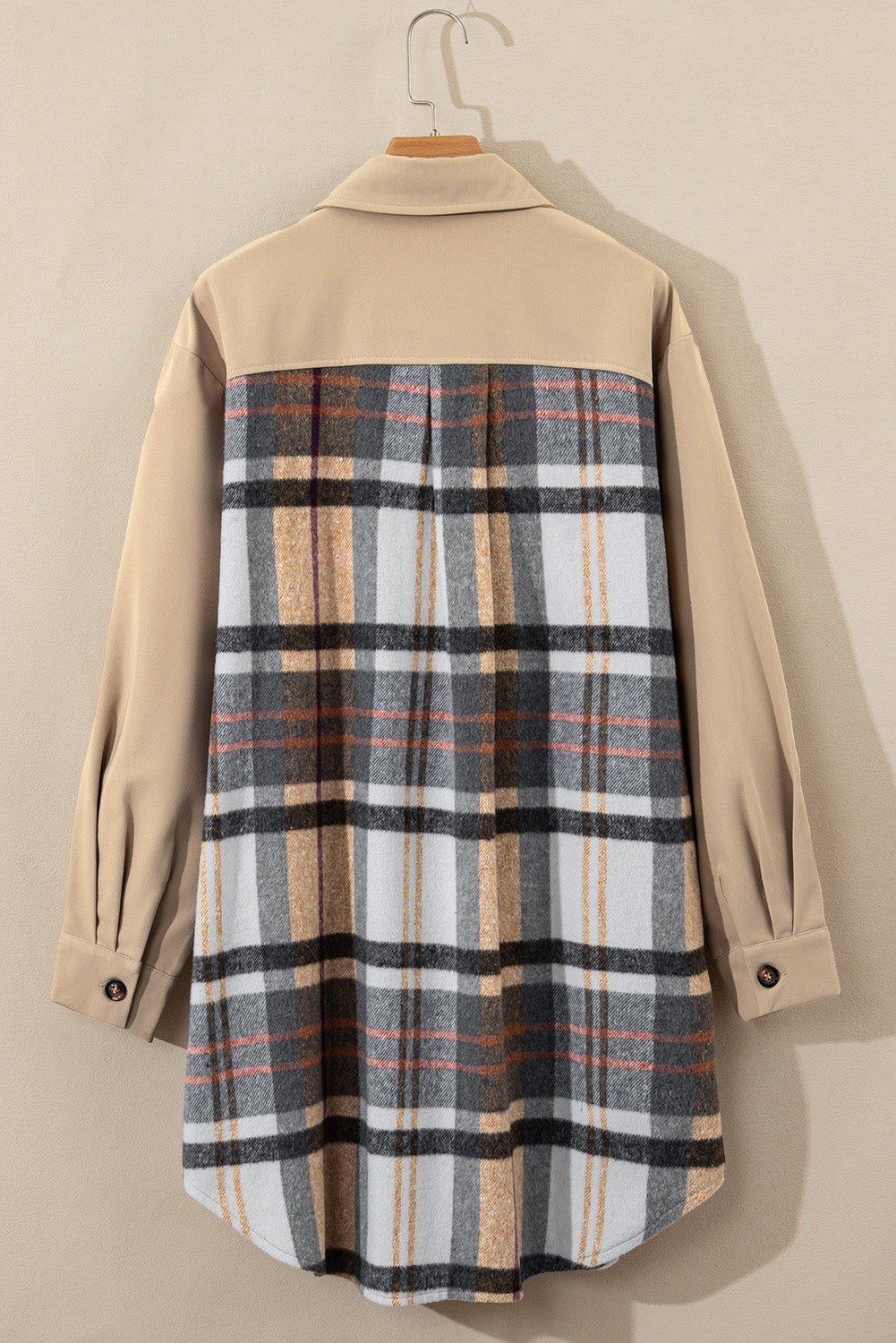 Pocketed Plaid Long Sleeve Mini Shirt Dress - Classique Collection