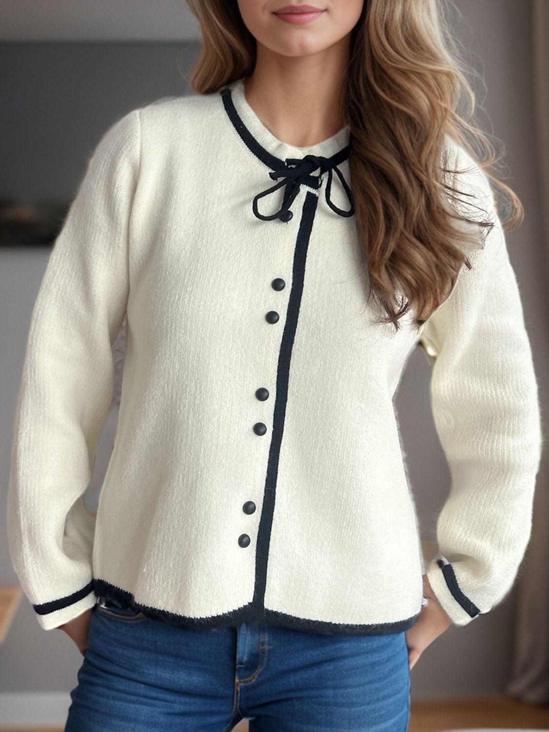 Button Down Long Sleeve Cardigan - ClassiQ
