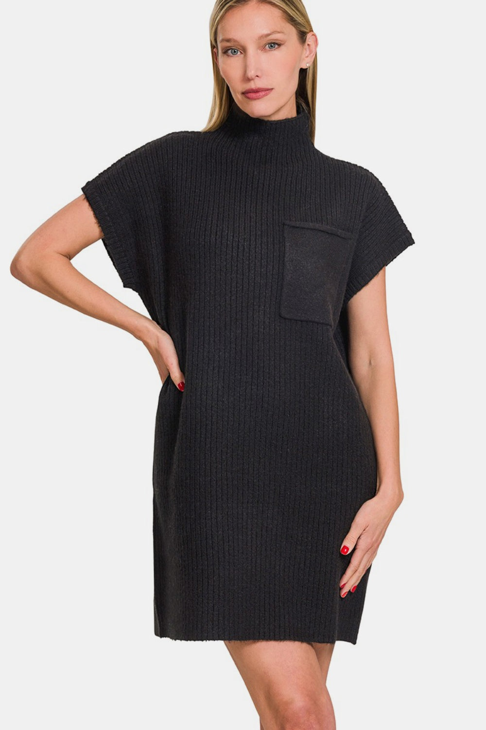 Zenana Short Sleeve Sweater Mini Dress - Classique Collection