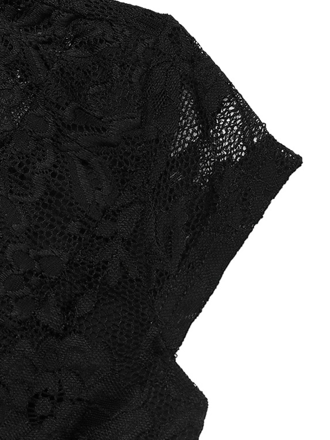Perfee Lace V-Neck Cap Sleeve Bodysuit - Classique Collection