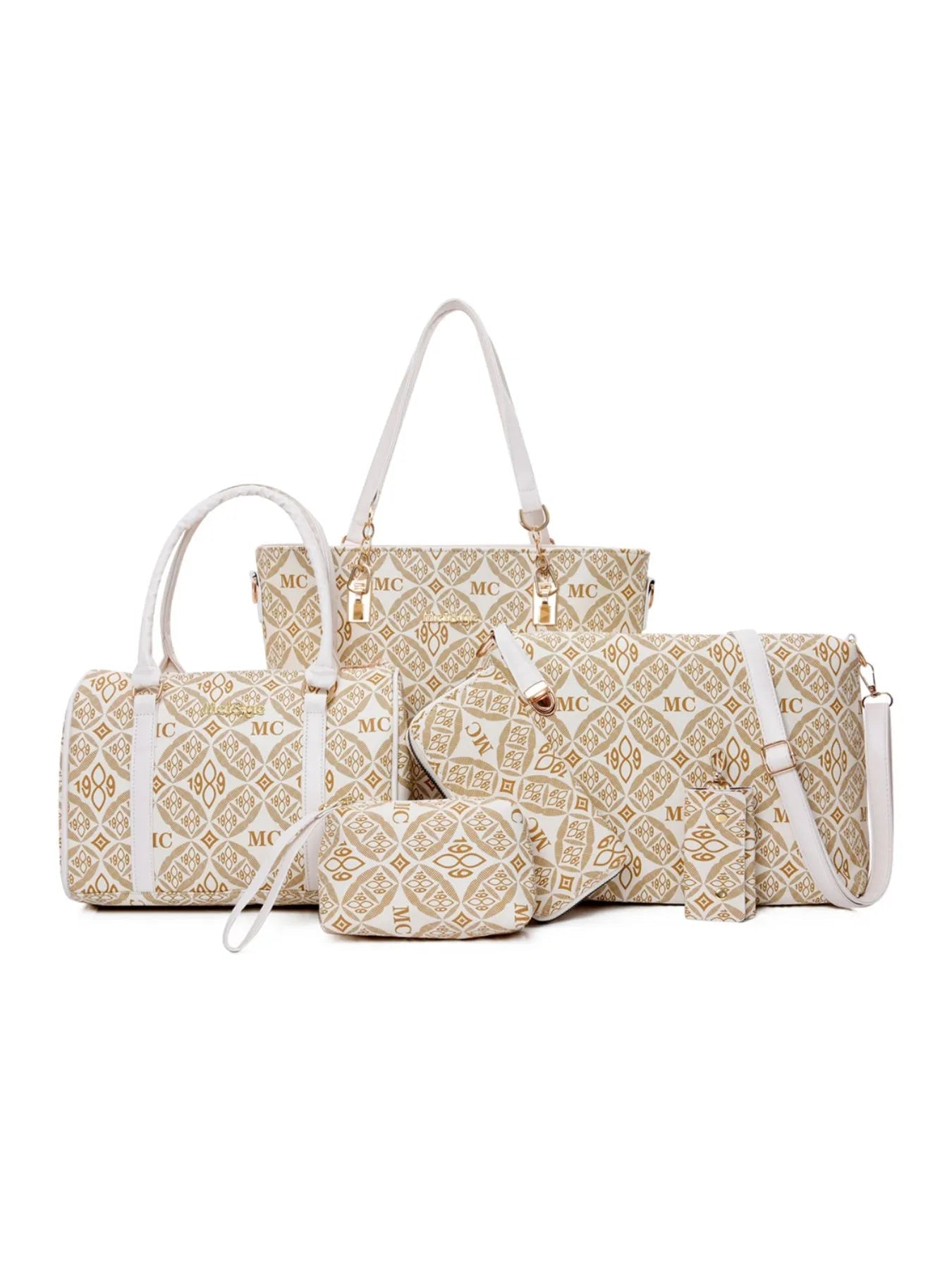 6 - Piece Geometric Pattern Bag SetBag