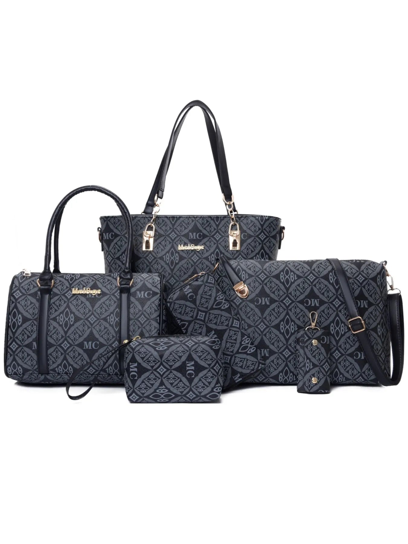 6 - Piece Geometric Pattern Bag SetBag