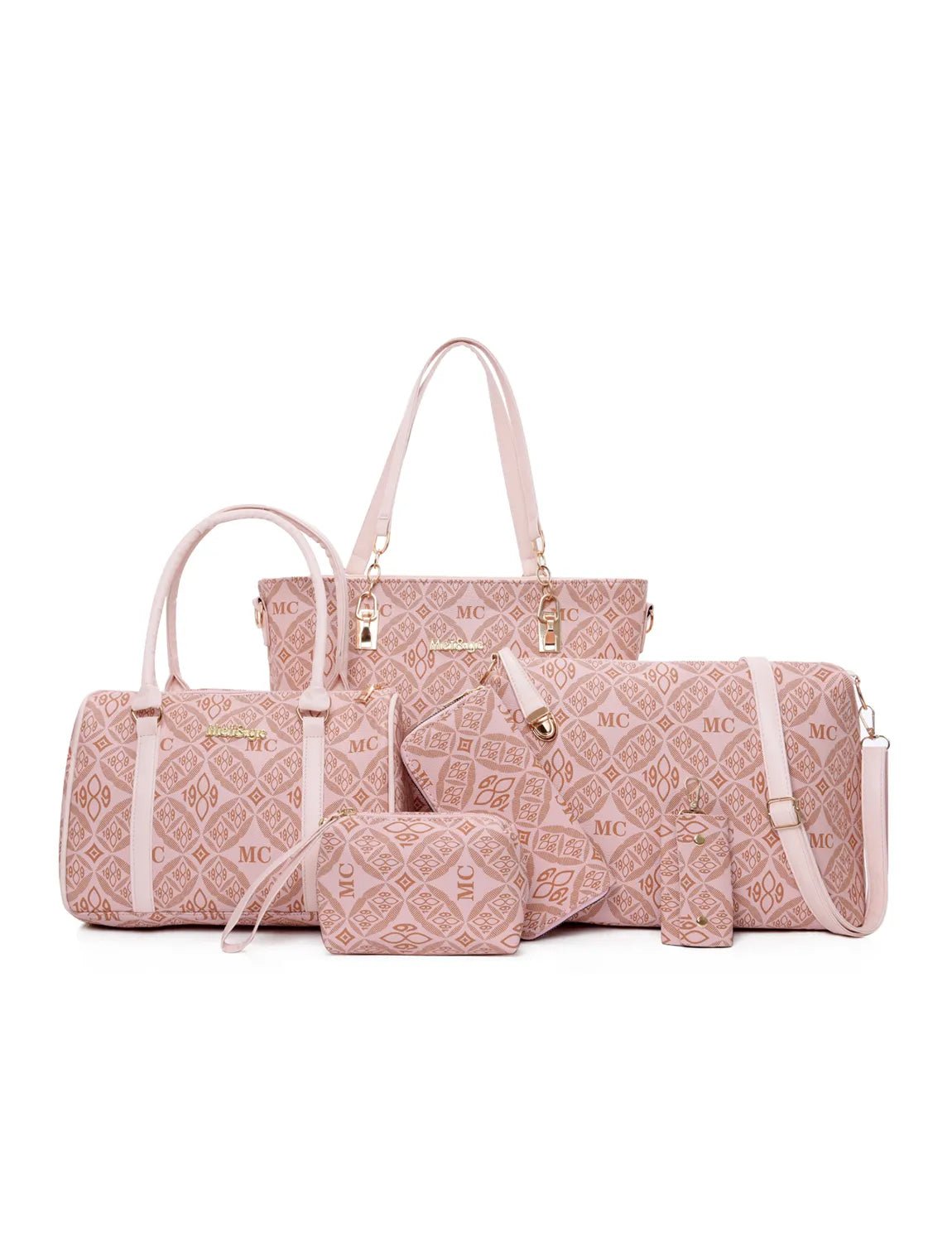 6 - Piece Geometric Pattern Bag SetBag