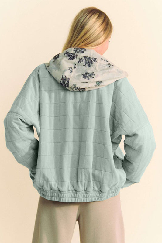 Davi & Dani Quilted Zip Up Dropped Shoulder Jacket - Classique Collection